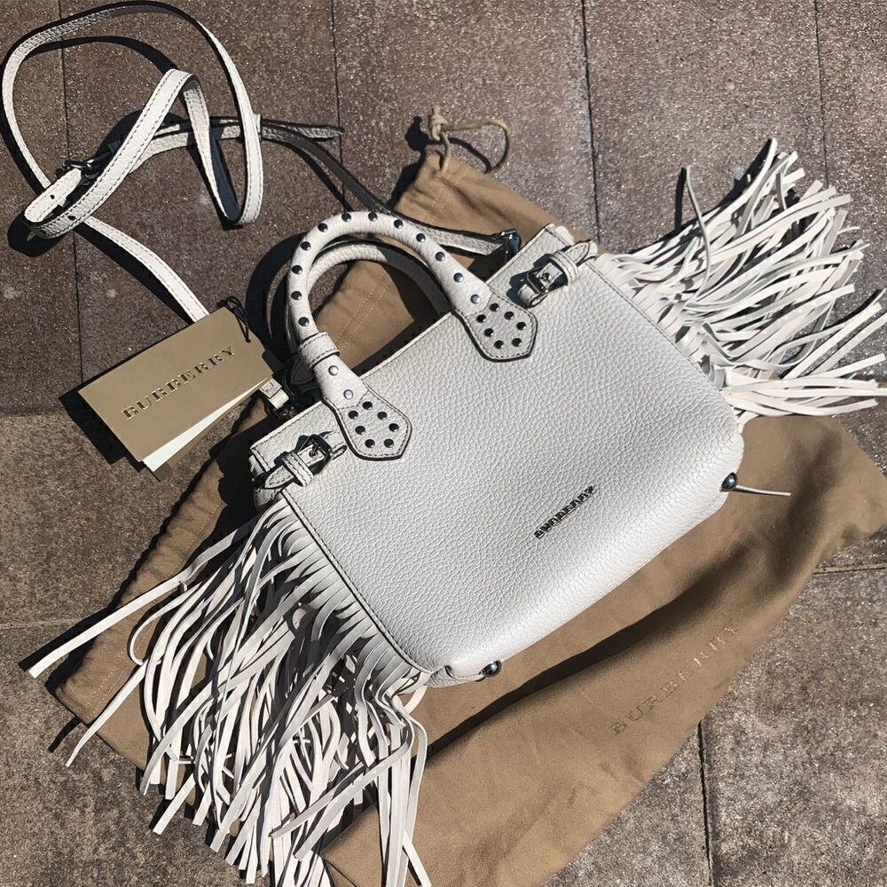 BABY BANNER WHITE STUDDED FRINGE TOTE - Picture 4 of 17